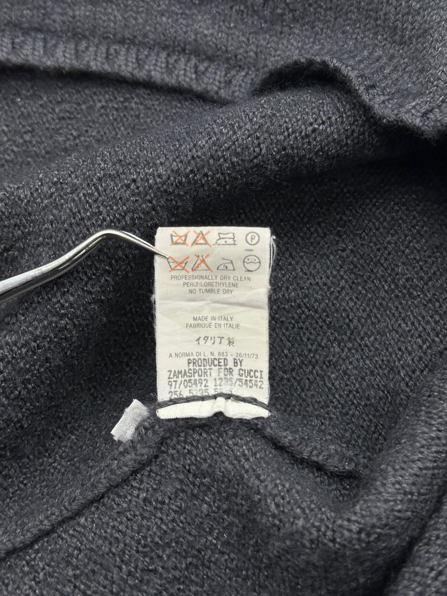Gucci Fall 1997 Tom Ford Shoulder Metal Emblem Cropped Wool blend Sweater M