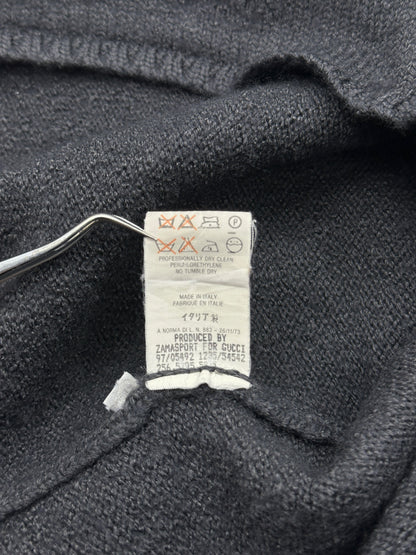 Gucci Fall 1997 Tom Ford Shoulder Metal Emblem Cropped Wool blend Sweater M