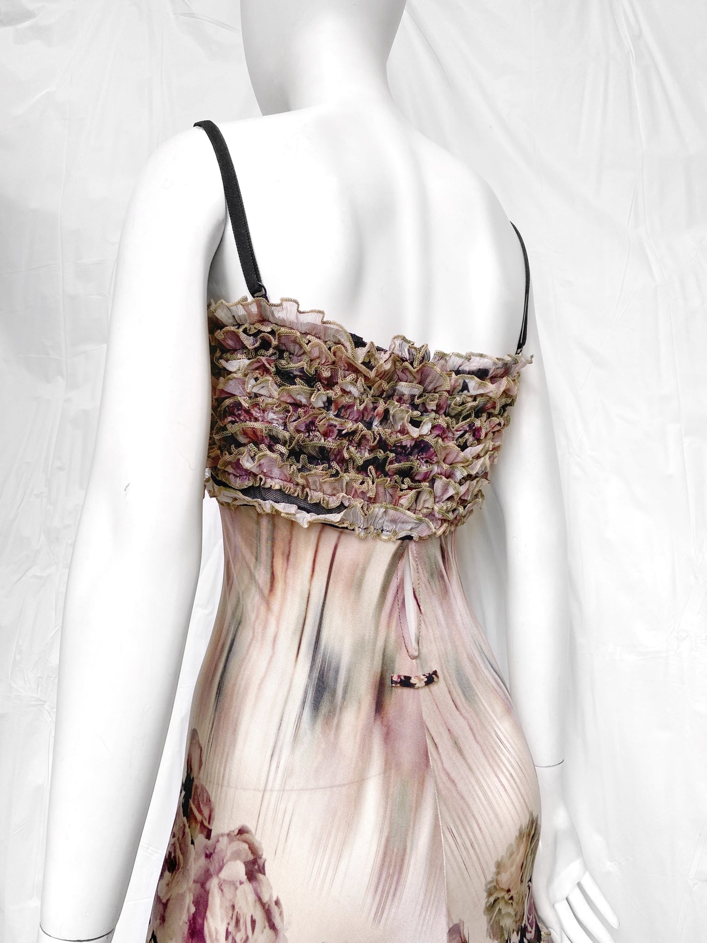 Jean Paul Gaultier Spring 2011 Ruched Floral Mesh Dress S