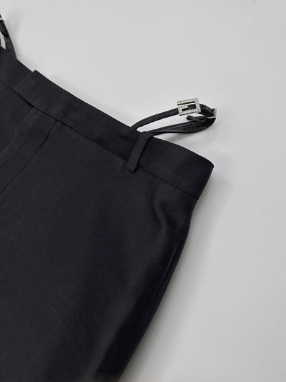Gucci Spring 1998 Tom Ford Look #38 Swarovski G-String Leather Strap Black Pencil Skirt 42