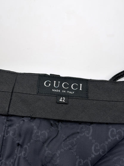 Gucci Spring 1998 Tom Ford Look #38 Swarovski G-String Leather Strap Black Pencil Skirt 42