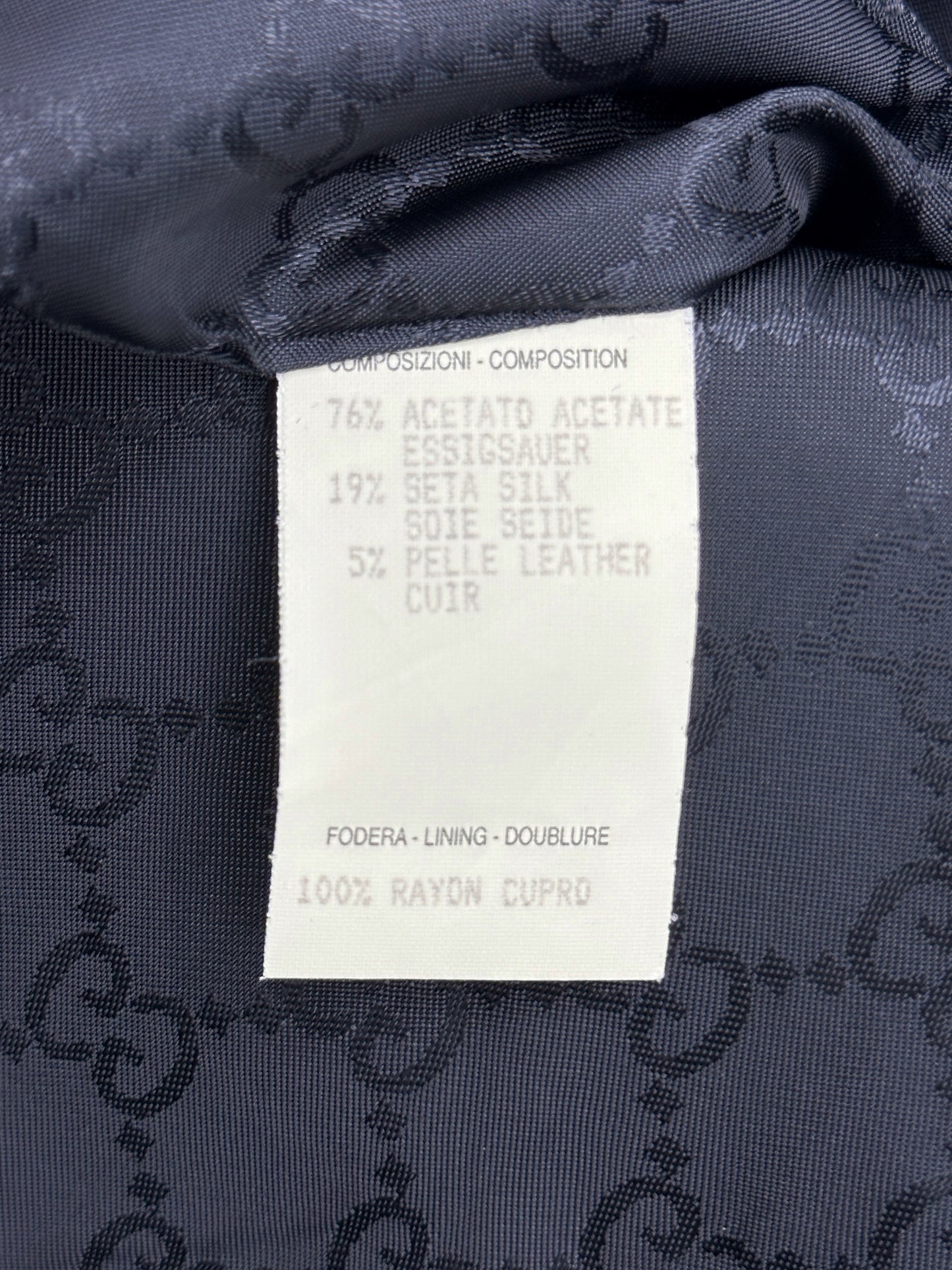 Gucci Spring 1998 Tom Ford Look #38 Swarovski G-String Leather Strap Black Pencil Skirt 42