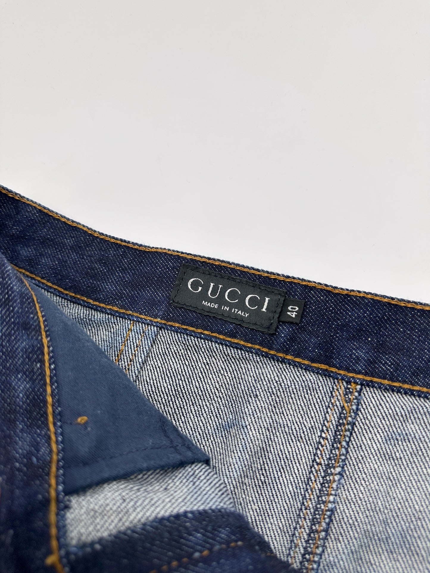 Gucci Spring 1998 Tom Ford Raw Denim Pencil Skirt 40