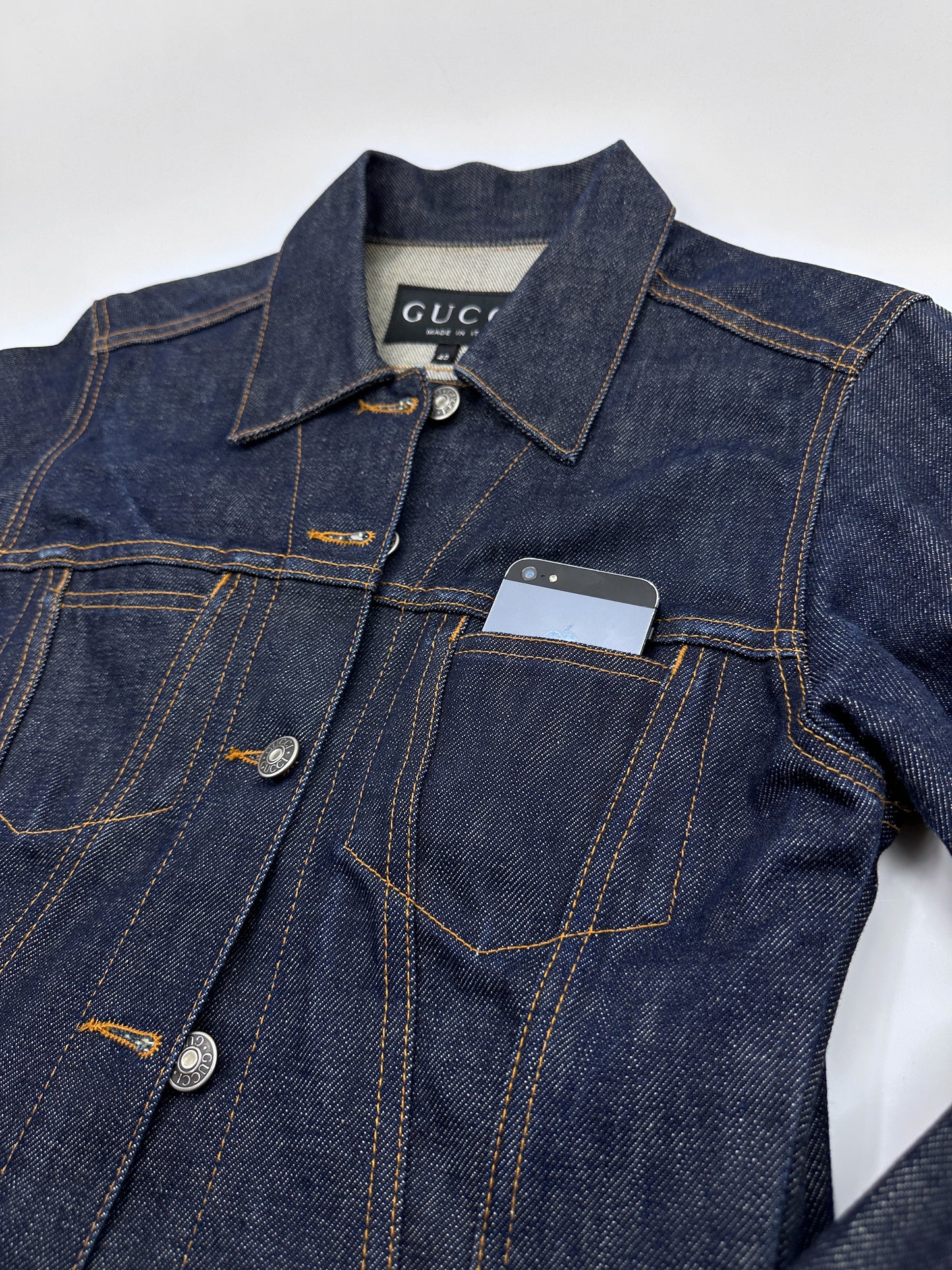 Gucci Spring 1998 Tom Ford Look#32 Esther Cañadas Raw Denim Jacket 40