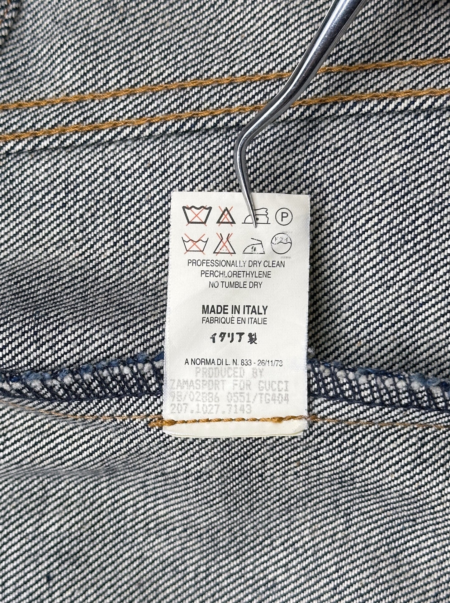 Gucci Spring 1998 Tom Ford Look#32 Esther Cañadas Raw Denim Jacket 40