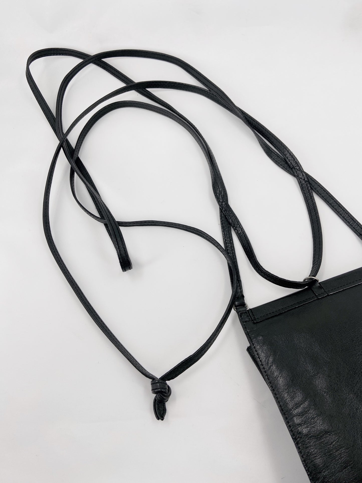 Ann Demeulemeester Long Strap Leather Shoulder Phone Pouch Bag