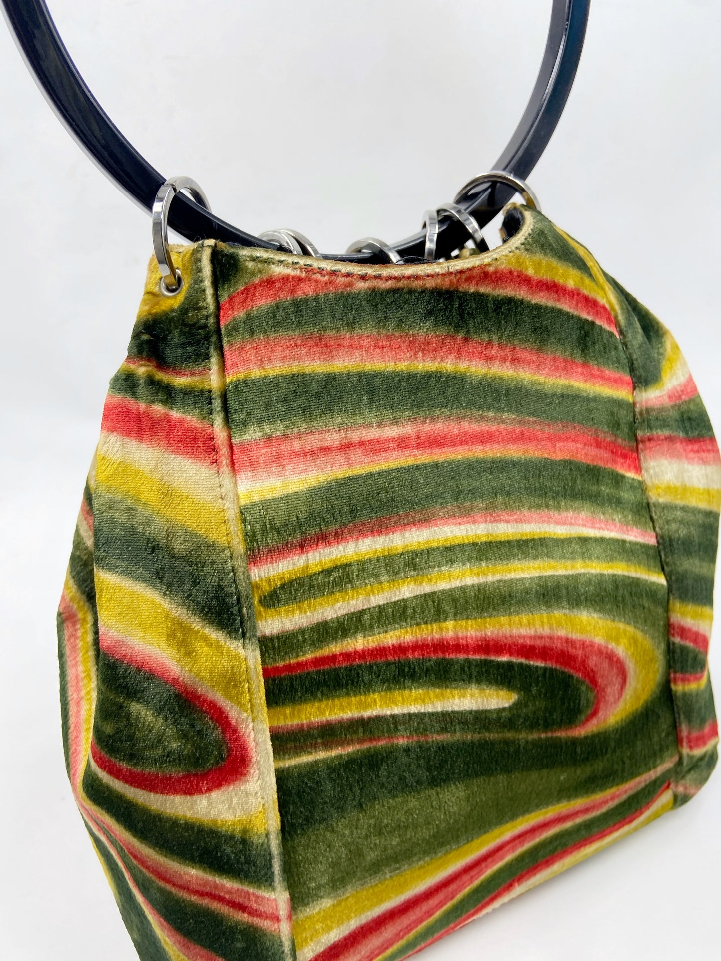 Gucci Fall 1999 Tom Ford Psychedelic Swirl Silk Velvet Ring Bucket Bag