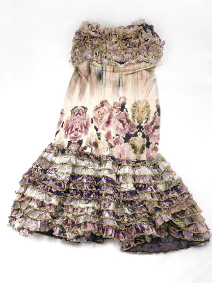 Jean Paul Gaultier Spring 2011 Ruched Floral Mesh Dress S