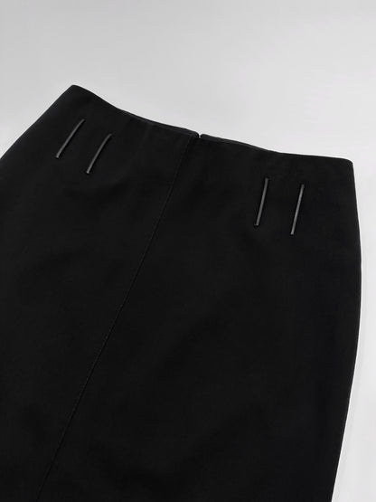 Gucci Fall 2001 Tom Ford 3-Buttoned Black Laine Wool Blazer Jacket Skirt Set 42&38