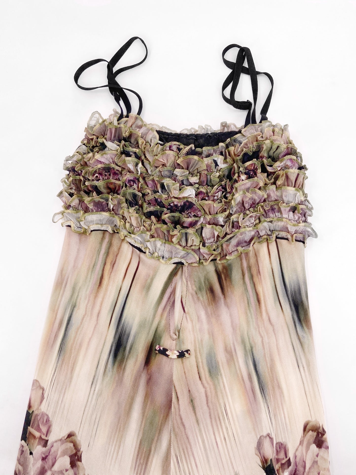 Jean Paul Gaultier Spring 2011 Ruched Floral Mesh Dress S