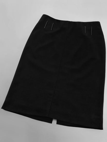 Gucci Fall 2001 Tom Ford 3-Buttoned Black Laine Wool Blazer Jacket Skirt Set 42&38