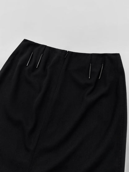 Gucci Fall 2001 Tom Ford 3-Buttoned Black Laine Wool Blazer Jacket Skirt Set 42&38