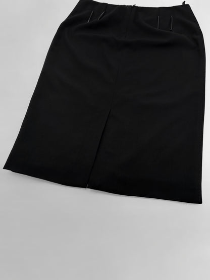 Gucci Fall 2001 Tom Ford 3-Buttoned Black Laine Wool Blazer Jacket Skirt Set 42&38