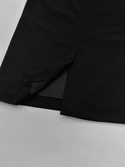 Gucci Fall 2001 Tom Ford 3-Buttoned Black Laine Wool Blazer Jacket Skirt Set 42&38