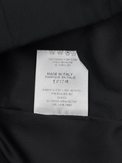 Gucci Fall 2001 Tom Ford 3-Buttoned Black Laine Wool Blazer Jacket Skirt Set 42&38