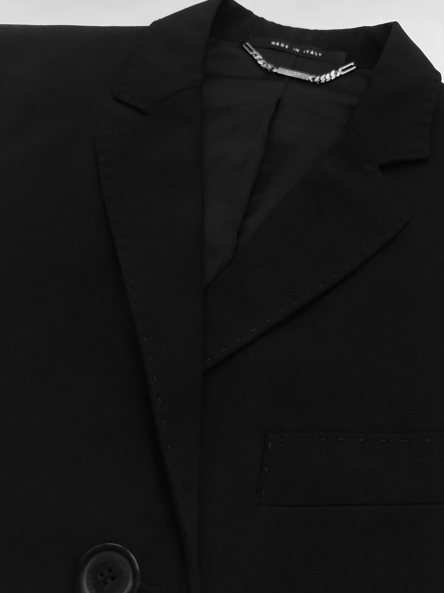 Gucci Fall 2001 Tom Ford 3-Buttoned Black Laine Wool Blazer Jacket Skirt Set 42&38