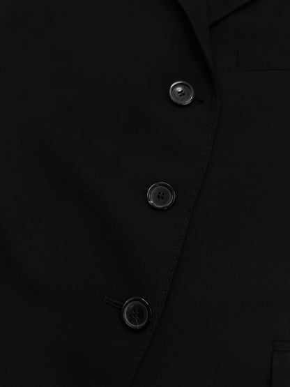 Gucci Fall 2001 Tom Ford 3-Buttoned Black Laine Wool Blazer Jacket Skirt Set 42&38