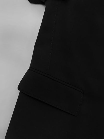 Gucci Fall 2001 Tom Ford 3-Buttoned Black Laine Wool Blazer Jacket Skirt Set 42&38