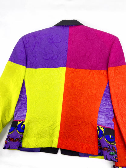 Gianni Versace Spring 1990 Colour Block Baroque Silk Blazer Jacket 44