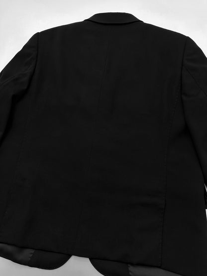 Gucci Fall 2001 Tom Ford 3-Buttoned Black Laine Wool Blazer Jacket Skirt Set 42&38