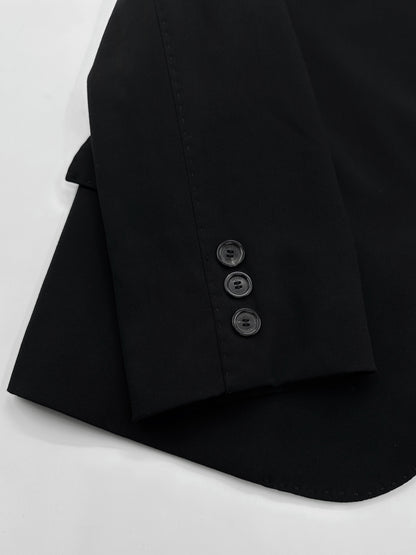 Gucci Fall 2001 Tom Ford 3-Buttoned Black Laine Wool Blazer Jacket Skirt Set 42&38