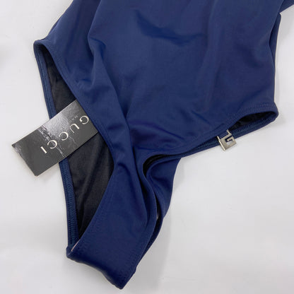 BWNT Gucci Spring 1999 Tom Ford Plunging Backless Blue One-Piece Swimsuit