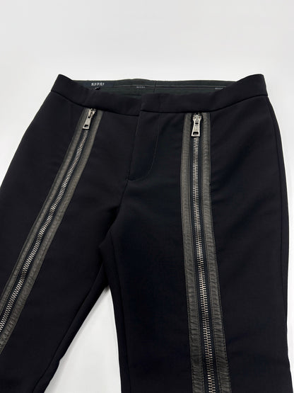 ICONIC Gucci Fall 2001 Tom Ford Black Wool &amp; Leather Zipper Pants 42