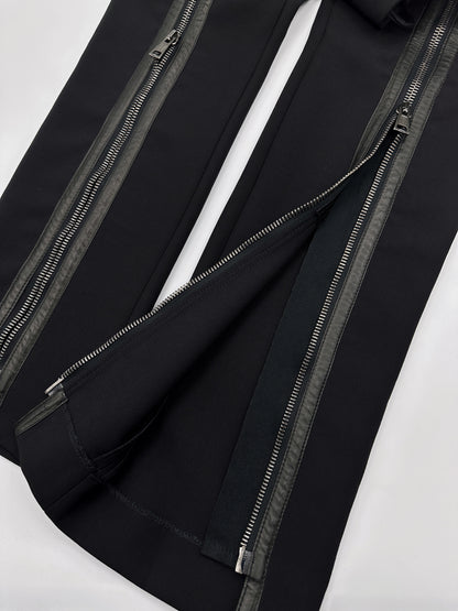ICONIC Gucci Fall 2001 Tom Ford Black Wool &amp; Leather Zipper Pants 42