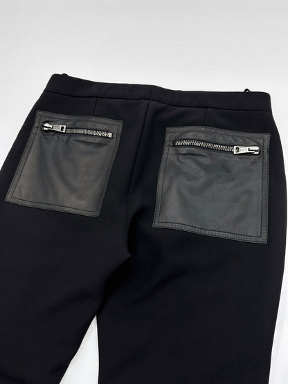 ICONIC Gucci Fall 2001 Tom Ford Black Wool &amp; Leather Zipper Pants 42