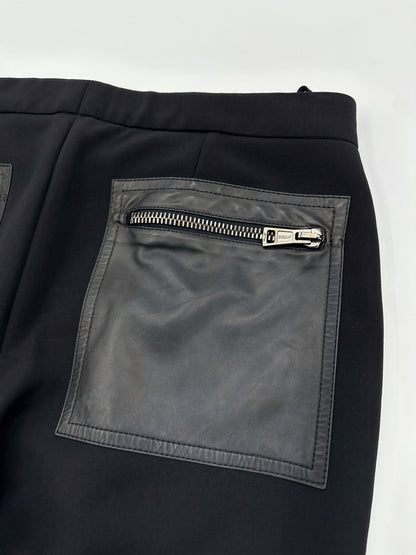 ICONIC Gucci Fall 2001 Tom Ford Black Wool &amp; Leather Zipper Pants 42