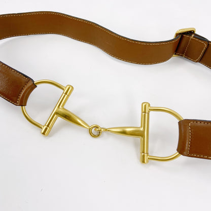 Gucci Fall 1995 Tom Ford Gold Horsebit Brown Leather Belt 30