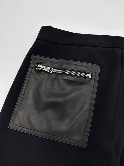 ICONIC Gucci Fall 2001 Tom Ford Black Wool &amp; Leather Zipper Pants 42