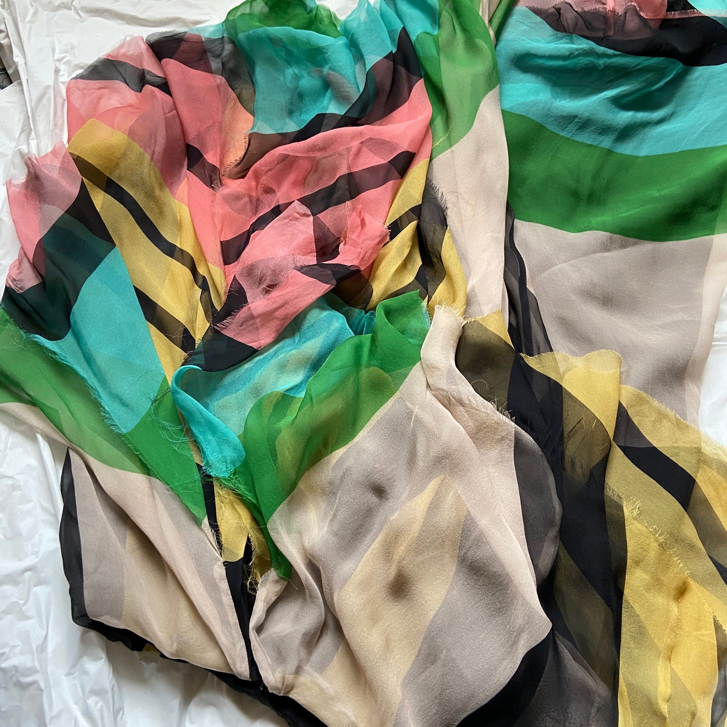 Dries Van Noten Spring 2015 Silk Rainbow Silk Skirt