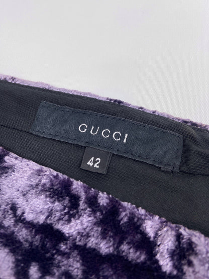 Gucci Fall 1999 Tom Ford Purple Crushed Velvet Flared Pants 42