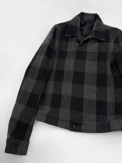 Rick Owens Fall 2016 Mainline Mastodon Checkered Plaid Wool Sample Colourway Workers Jacket 46