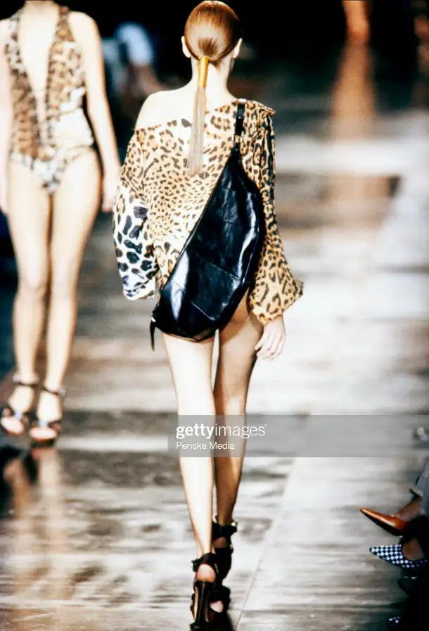 Yves Saint Laurent Rive Gauche Spring 2002 Tom Ford Iconic Runway Leopard/ Cheetah Print Oversized Silk Blouse Top 40
