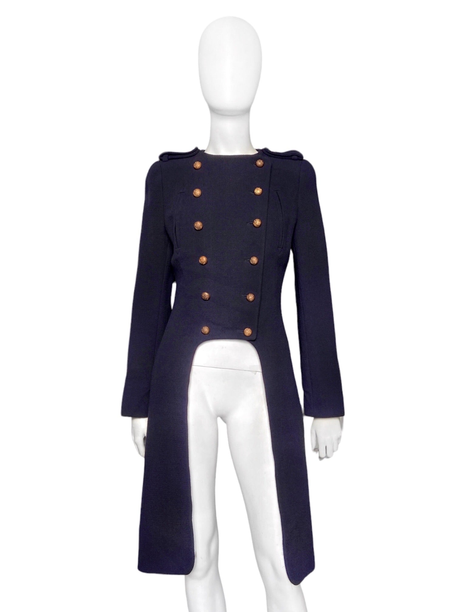 Alexander McQueen Pre-Fall 2011 Navy Double-Breasted Military Tail 
