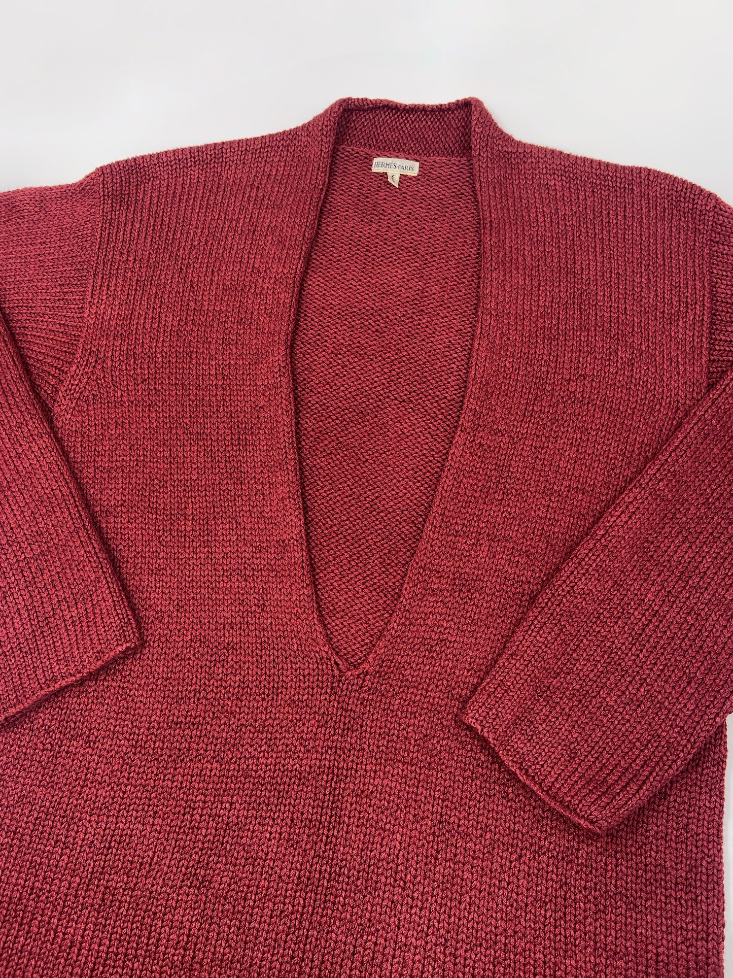 Hermès Spring 2000 Martin Margiela Jane Birkin Burgundy Silk Vareuse Knit Sweater S