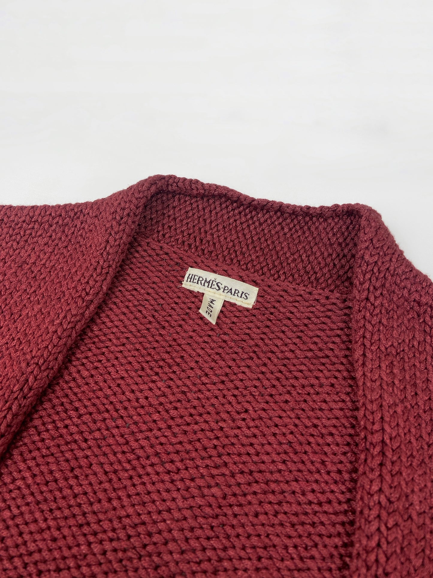 Hermès Spring 2000 Martin Margiela Jane Birkin Burgundy Silk Vareuse Knit Sweater S