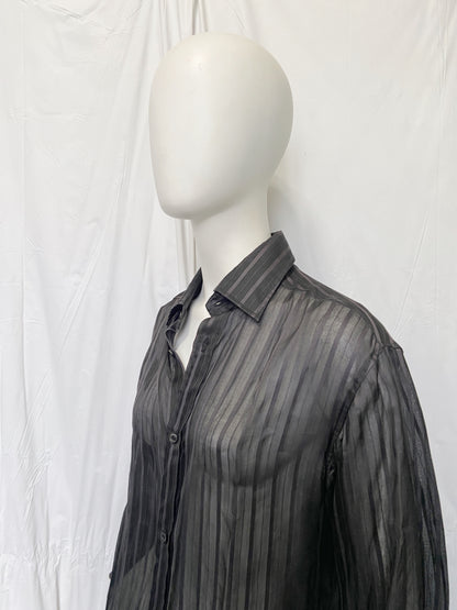 Gucci Spring 2003 Tom Ford Striped Sheer Silk Button Dress Shirt