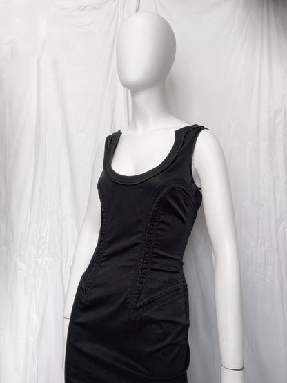 Gucci Spring 2004 Tom Ford Minimal Black Corset Dress 38