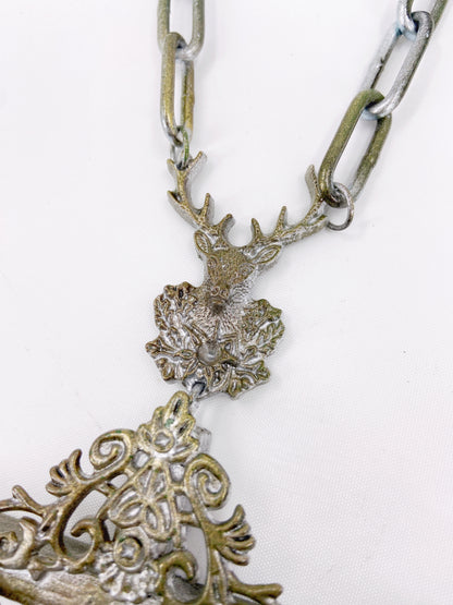 Jean Paul Gaultier 90S Sample 1/1 XXL Silver 5 Crucifix Cross Deer Chain Necklace