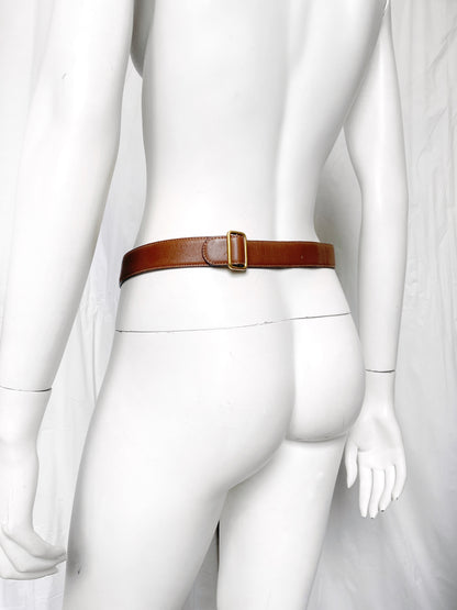 Gucci Fall 1995 Tom Ford Gold Horsebit Brown Leather Belt 30