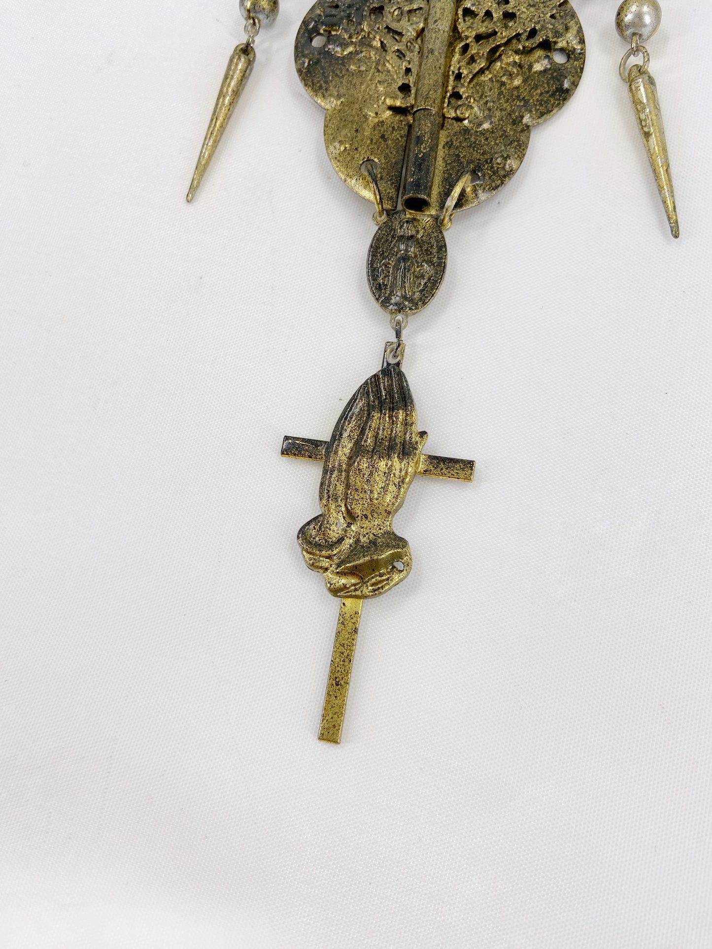 Jean Paul Gaultier 90s Sample Oversized HInge Spike Cross Chain Necklace