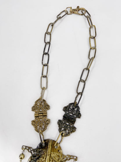 Jean Paul Gaultier 90s Sample Oversized HInge Spike Cross Chain Necklace