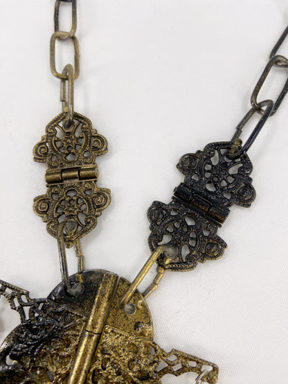 Jean Paul Gaultier 90s Sample Oversized HInge Spike Cross Chain Necklace