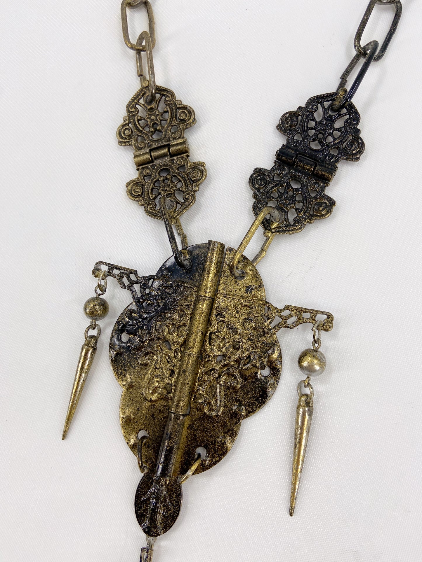Jean Paul Gaultier 90s Sample Oversized HInge Spike Cross Chain Necklace