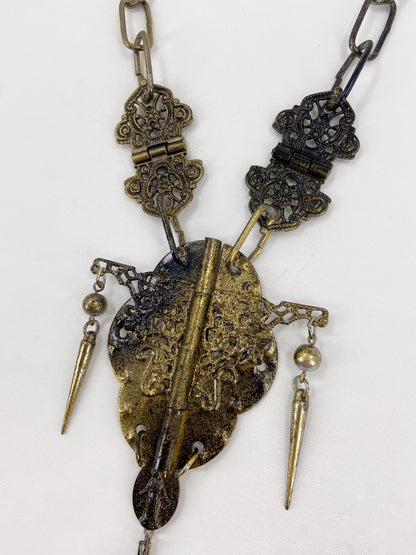 Jean Paul Gaultier 90s Sample Oversized HInge Spike Cross Chain Necklace