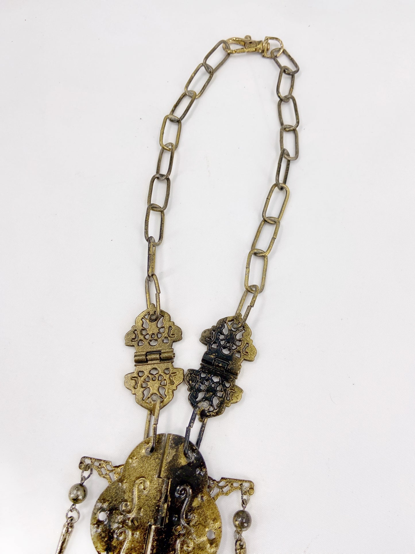 Jean Paul Gaultier 90s Sample Oversized HInge Spike Cross Chain Necklace