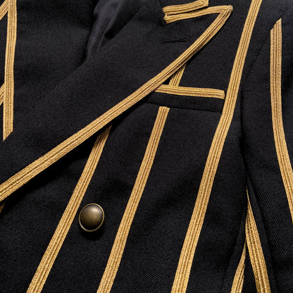 Saint Laurent Spring 2019 Metalica Gold Striped Double-Breasted Blazer 36